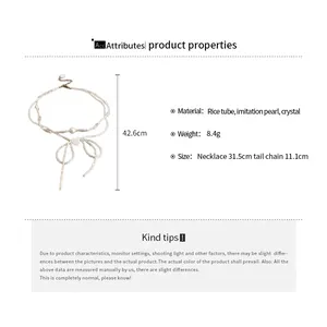 Size details of the beaded bow heart necklace with 31.5cm chain and 11.1cm extender