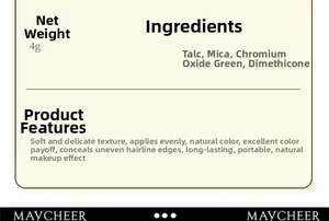 Detailed ingredient list and 4g specification for MAYCHEER hairline contour powder