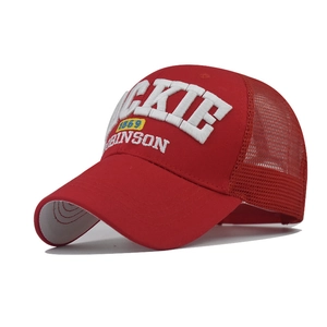 Casquette trucker rouge en maille avec broderie 3D Jackie Robinson et visière courbée sport