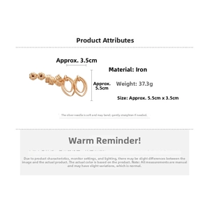 Detailed size and weight breakdown for gold-plated metal earring set with silver posts