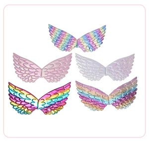 Detail view showing five colorful shiny fairy wings with sequins and metallic finishes