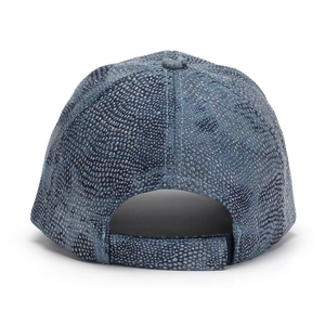 Glittery dark blue baseball cap with shiny sequins and adjustable velcro strap back
