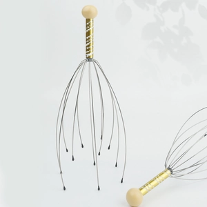 Handmatige octopus hoofdmassager met roestvrijstalen klauwen en gouden handvat relaxatie
