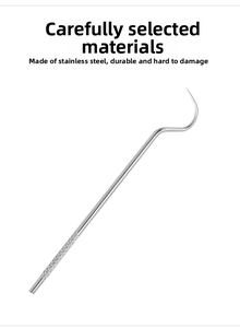 Detail view of a 304 stainless steel dental pick with knurled non-slip handle