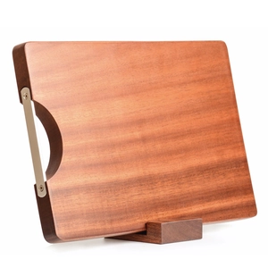 Durable ebony wood cutting board with metal wire slicer and stand for kitchen use