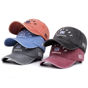 Vintage Washed Cotton Baseball Cap Distressed New York Letter Embroidery Outdoor Sunshade Hat Unisex
