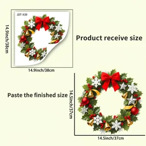 Size specifications for Christmas wreath wall sticker showing product dimensions in centimeters
