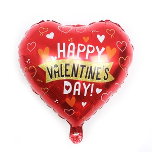 Palloncino in alluminio cuore rosso 18 pollici con scritta Happy Valentine's Day oro