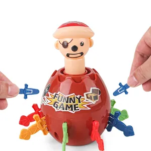 Funny Pirate Barrel board game with colorful plastic swords for interactive family play