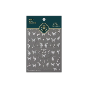 Autocollants à ongles Miisha Nail en relief argent avec papillons et serpents chic