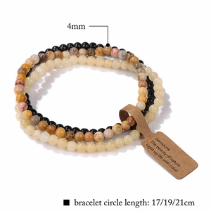Three-piece 4mm natural picture jasper stretch bracelet set for women in 17-21cm sizes