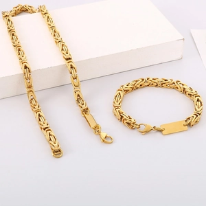 Collier Chaîne Byzantine Acier Inoxydable Hip Hop Punk Pendentif Rectangulaire Bijoux Pour Hommes