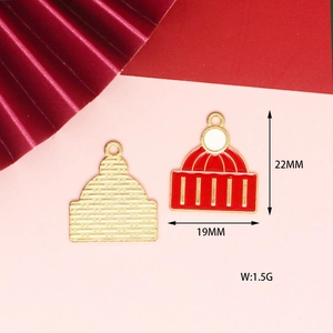 Detailed view of red Christmas hat pendant showing dimensions 22mm x 19mm for DIY jewelry