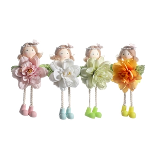 Set of four colorful flower fairy hanging dolls for Easter and spring party decorations