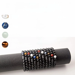 Bracelets 12 signes du zodiaque en agate noire avec perles colorées des éléments