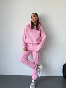Sweat À Capuche Et Pantalon De Jogging Femmes Coton Acid Wash Imprimé Marbre Streetwear Manches Longues