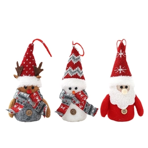 Three-piece LED glowing Christmas plush dolls featuring Santa, Reindeer, and Snowman characters