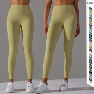 Leggings de yoga taille haute vert olive en tissu mat sans couture pour le fitness