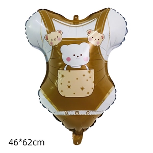 Cartoon baby overalls balloon in brown and white, size 46x62cm for birthday party decor