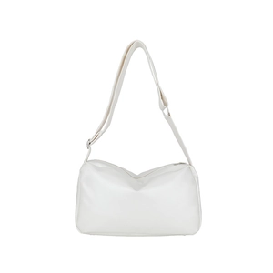 Minimalist white soft leather large capacity crossbody tote bag with adjustable strap