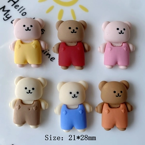 Set of 6 colorful 21x28mm resin gummy bear charms for DIY crafts and phone case accessories