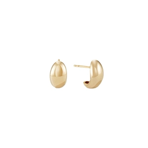 Polished 18K gold plated stainless steel oval egg-shaped earrings in minimalist style