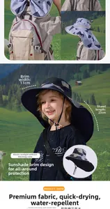 Cappello da sole mimetico per bambini con tesa larga 11cm e protezione per il collo