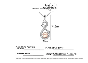 Dettagli del ciondolo in argento S925 zampa e osso, dimensioni 31,5x13mm e finitura bicolore