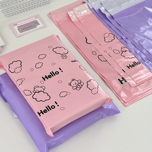 Pink and purple waterproof cartoon bear mailing bags with cute patterns for shipping