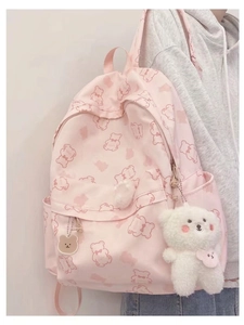 Cute Bear Print Oxford Cloth Backpack Waterproof Japanese Style Harajuku School Bag For Girls Students Women