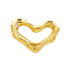Textured gold heart pendant in 304 stainless steel with a unique hammered finish