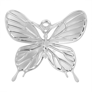 Polished silver butterfly pendant made of stainless steel for DIY necklaces