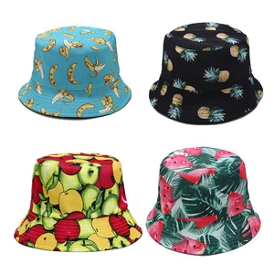 Bucket Hat Fruit Print Sun Protection Wide Brim Outdoor Summer Beach Travel Polyester Hat For Men Women