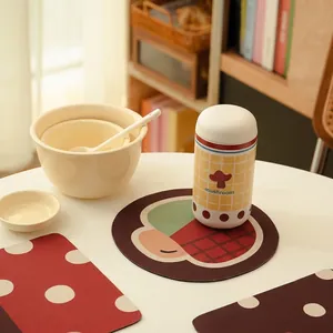 Detail of mushroom pattern diatom mud heat resistant coaster and absorbent tableware mat