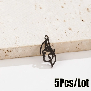 5Pcs/Lot black stainless steel hollow abstract face charms for DIY jewelry making