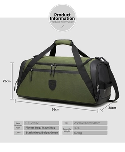 Détails sur la taille du sac de sport vert olive de 40L avec dimensions 28x56x28cm