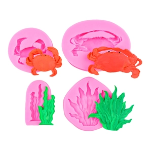 Roze siliconen krab en zeewier mallen voor DIY fondant taarten en zeep vorm