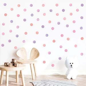 Watercolour Polka Dot Wall Stickers PVC Self Adhesive Bohemian Style Nursery Kids Room Home Decor Removable