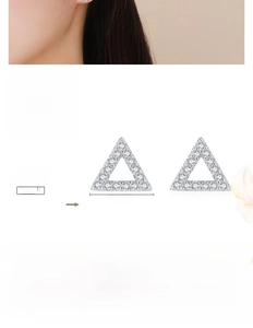 S925 sterling silver triangle earrings with micro-inlaid cubic zirconia and 8.7mm size detail