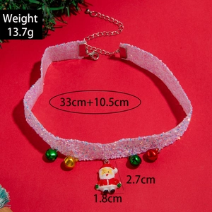 Christmas choker necklace with Santa pendant, colorful bells, and lace details for women