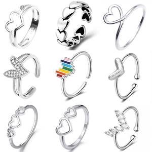 Elegante Anello In Rame A Forma Di Cuore Con Zircone Anello Da Dito Geometrico Aperto Regolabile Gioielli Per Donna Retro