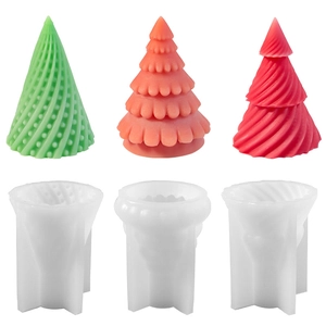 3D spiral Christmas tree silicone candle molds for DIY handmade holiday home decor crafts