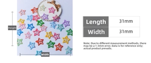 Dimensions détaillées des barrettes étoiles de 31mm colorées à pois pour petites filles