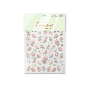 Floral and bird pattern nail stickers with white pearl accents on TO-442 sheet