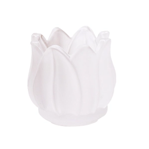 Elegant white tulip ceramic candle holder and succulent planter for home table decor
