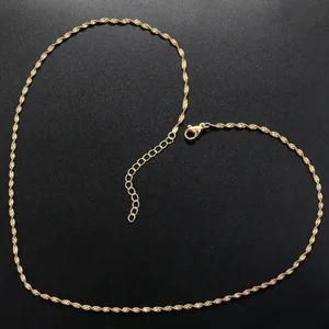 Detail of gold twisted rope necklace with lobster clasp and adjustable extension chain
