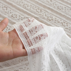 White hollow striped lace tablecloth for wedding decoration and elegant home table setting