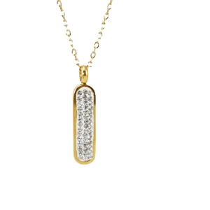 Elegante collana in acciaio inossidabile placcata oro 18 carati con ciondolo ovale