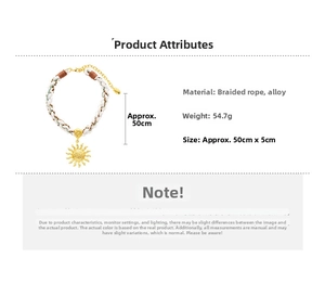 Detailed view of sun pendant necklace with dimensions 50cm by 5cm and 54.7g weight