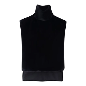 Women's chic black faux fur mock neck dickey collar for stylish winter warmth